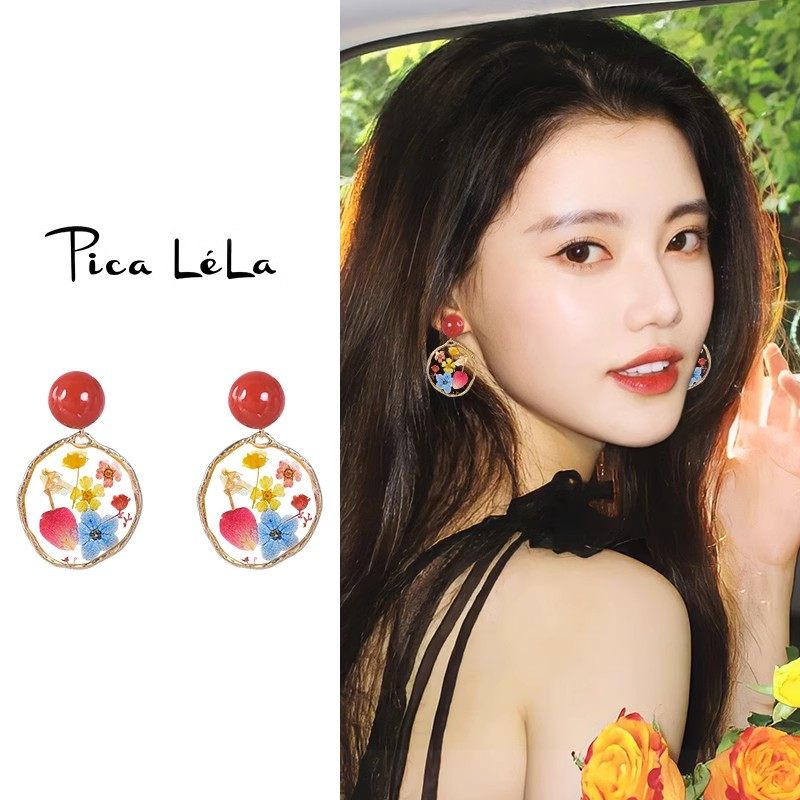 Verdanthands- Handmade Epoxy Real flower Earrings With Real Flowers