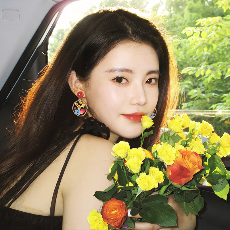 Verdanthands- Handmade Epoxy Real flower Earrings With Real Flowers