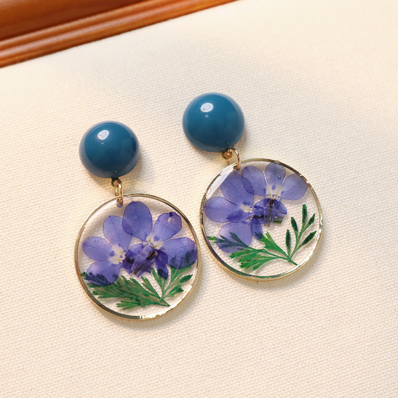 Verdanthands- Handmade Real flower  Stud Earrings, A beautiful and Ethereal Nature-inspired Design with Preserved Flowers.