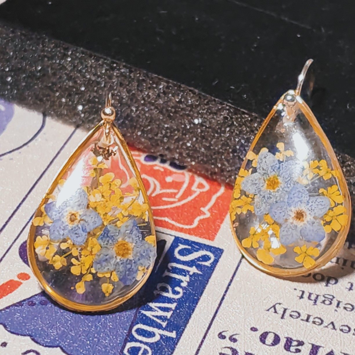 Verdanthands- Handmade Real Flower  Earrings Preserved Flower  Earrings