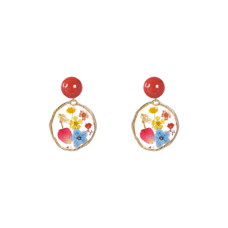 Verdanthands- Handmade Epoxy Real flower Earrings With Real Flowers