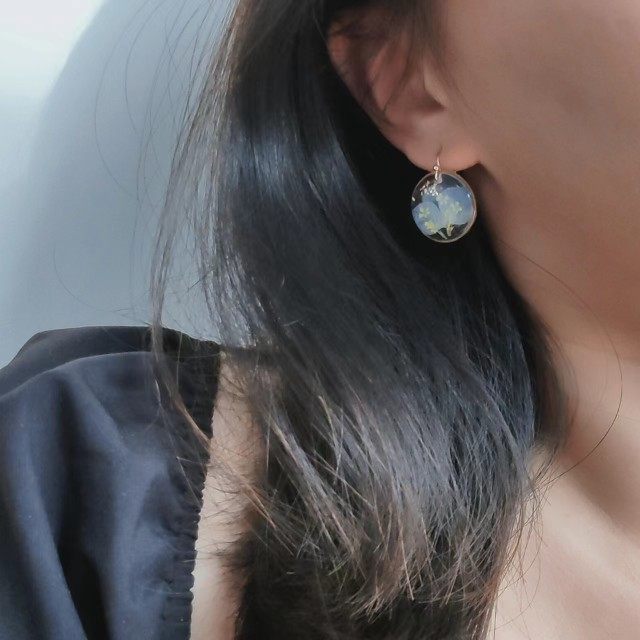 Verdanthands- Handmade Real Flower  Earrings Original Handmade Earrings Featuring Real Flower Petals