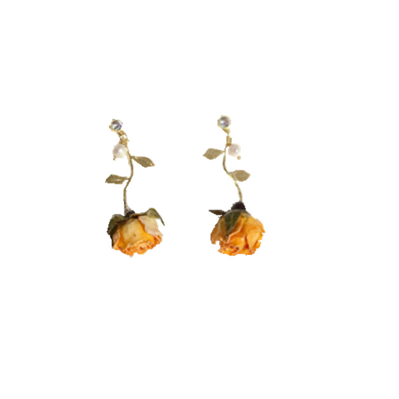 Verdanthands- Handmade Real Flower  Earrings  Rose
