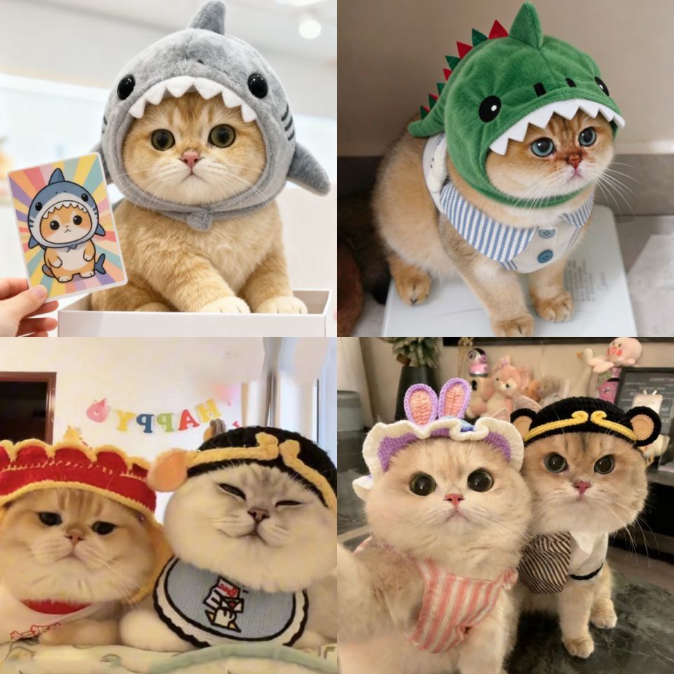 Cute Shark Hat for Cats – Funny Plush Pet Headpiece Costume, Photo Prop & Decorative Accessory