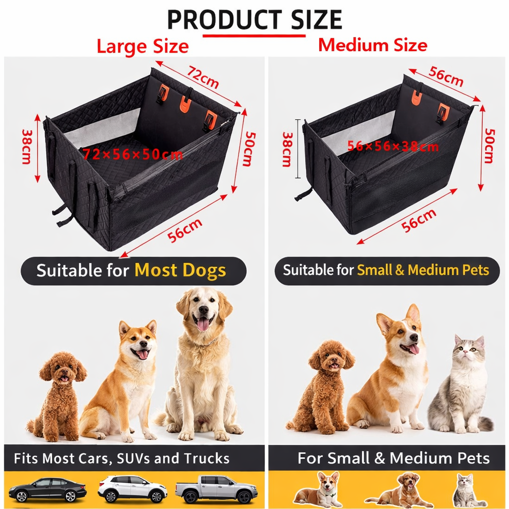 Waterproof Dog Car Seat & Travel Bed – Back Seat Booster for Safe, Clean & Comfortable Road Trips