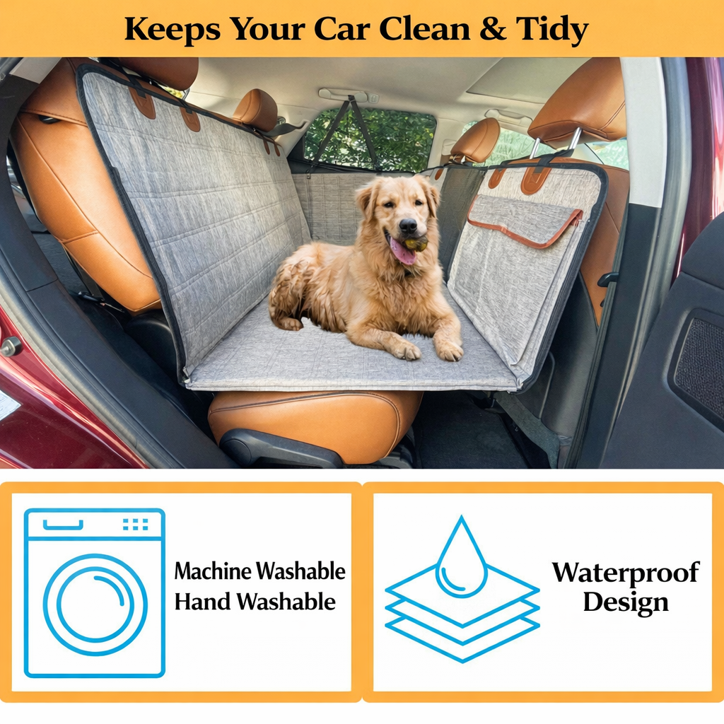 Waterproof Dog Car Seat Cover for Medium & Large Dogs – Nonslip Travel Protector Mat