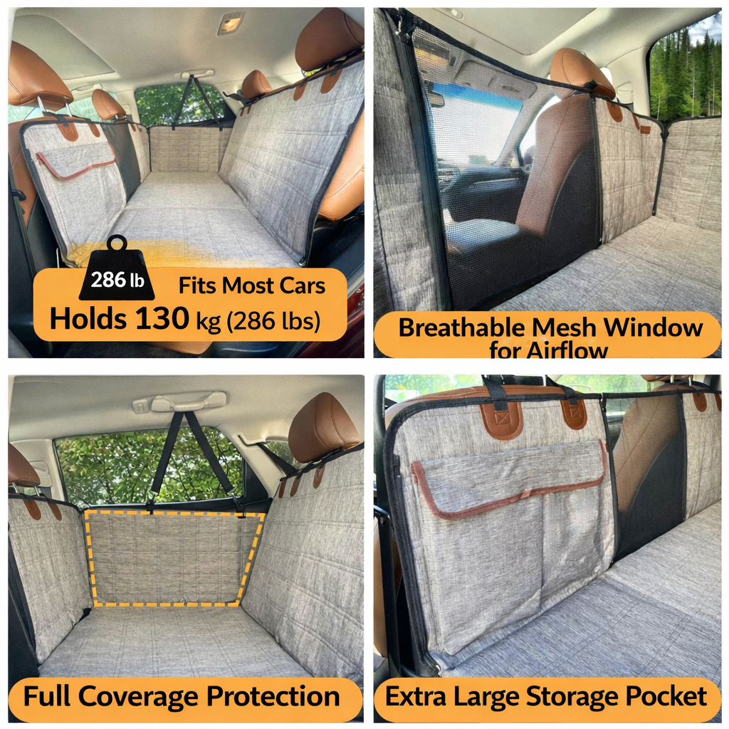 Waterproof Dog Car Seat Cover for Medium & Large Dogs – Nonslip Travel Protector Mat