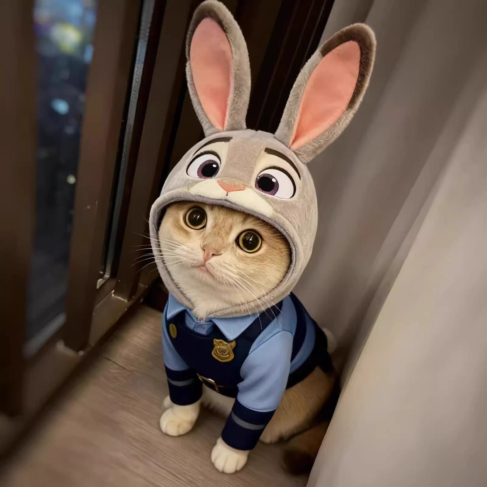 Cute Bunny Police Officer Pet Hat – Winter Headpiece for Dogs & Cats