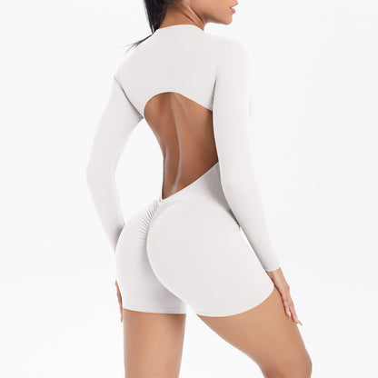 Open-Back Half-Zip Sculpting Jumpsuit