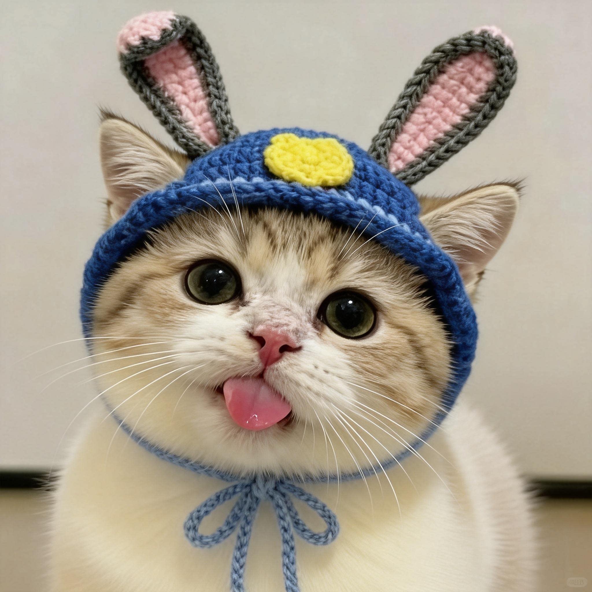 Knitted Funny Pet Hat with Ear Openings – Creative Dress-Up Headpiece for Cats & Small Dogs, Cute Photo Prop