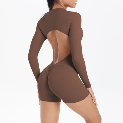 Open-Back Half-Zip Sculpting Jumpsuit