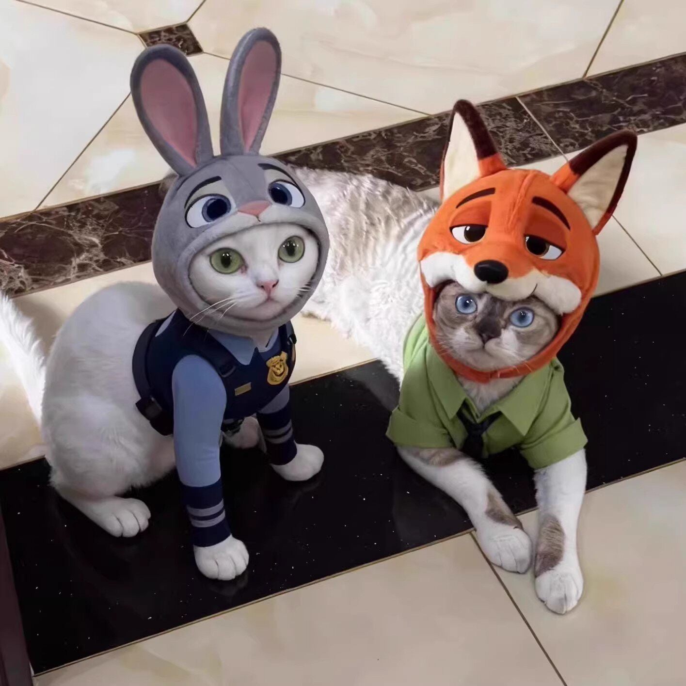 Cute Bunny Police Officer Pet Hat – Winter Headpiece for Dogs & Cats