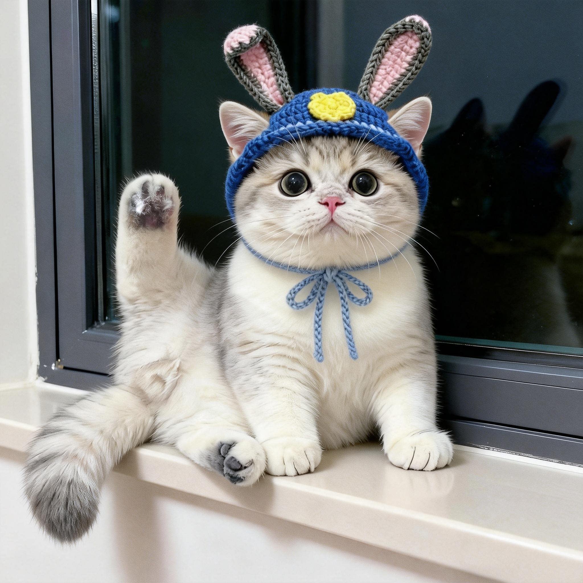 Knitted Funny Pet Hat with Ear Openings – Creative Dress-Up Headpiece for Cats & Small Dogs, Cute Photo Prop
