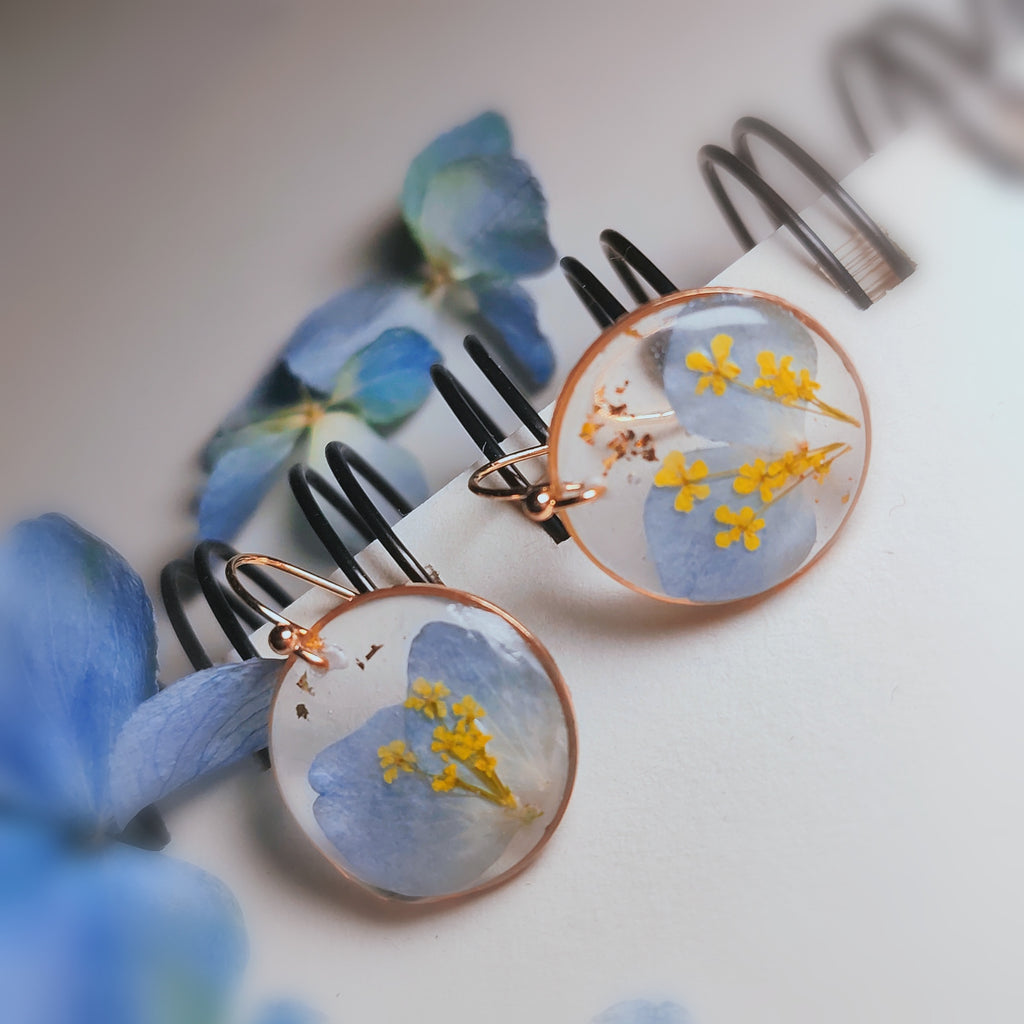 Verdanthands- Handmade Real Flower  Earrings Original Handmade Earrings Featuring Real Flower Petals