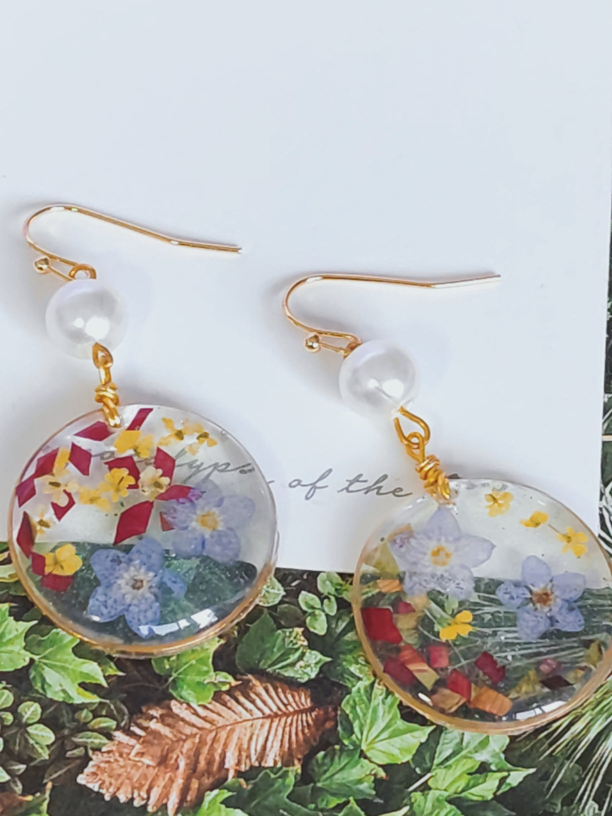 Verdanthands- Handmade Real Flower  Earrings Preserved Flower  Earrings