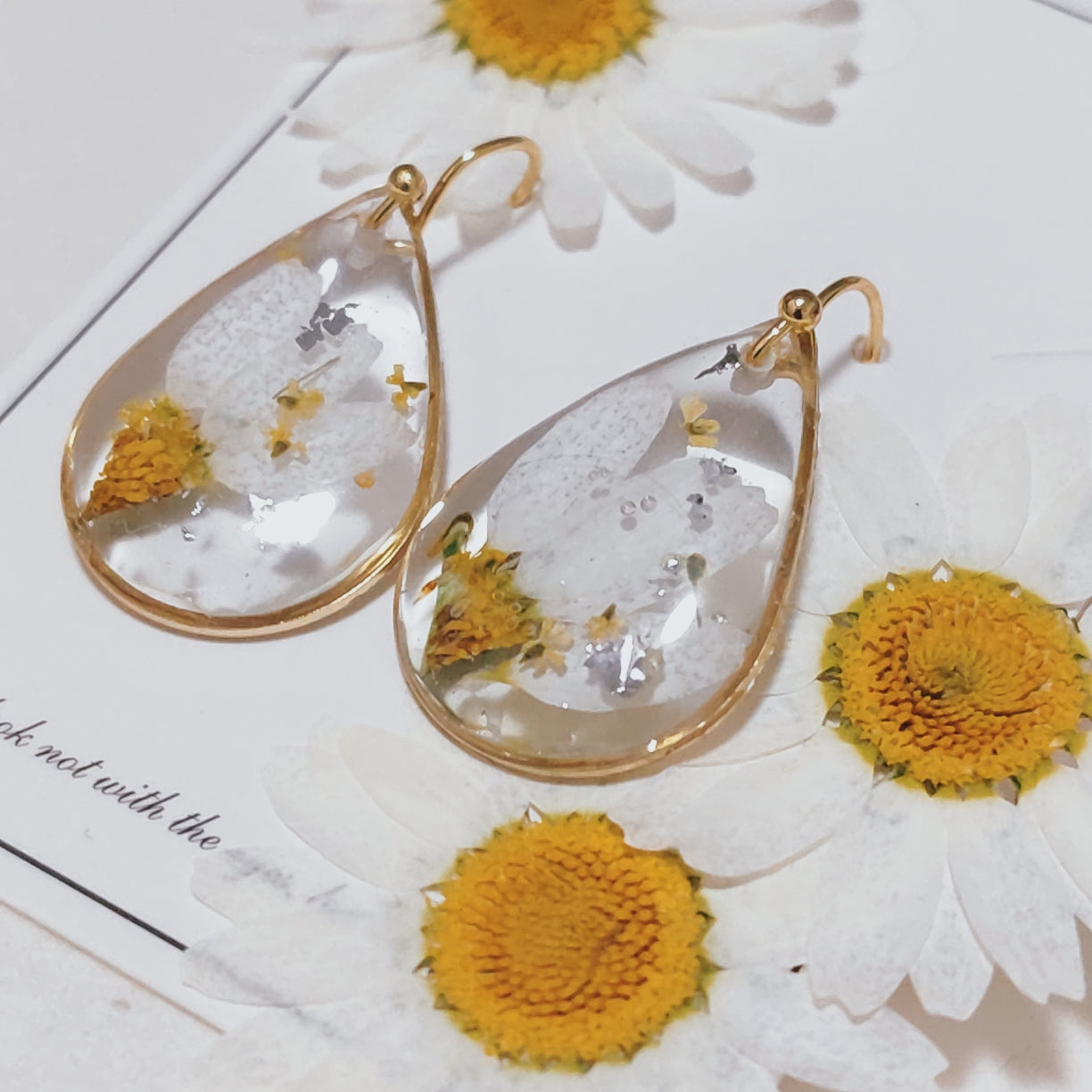 Verdanthands- Handmade Real Flower  Earrings Original Handmade Earrings Featuring Real Flower Petals