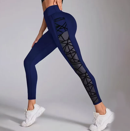 Women's High-Waisted Mesh Yoga Pants – Butt-Lifting, Heart Detail & Phone Pocket
