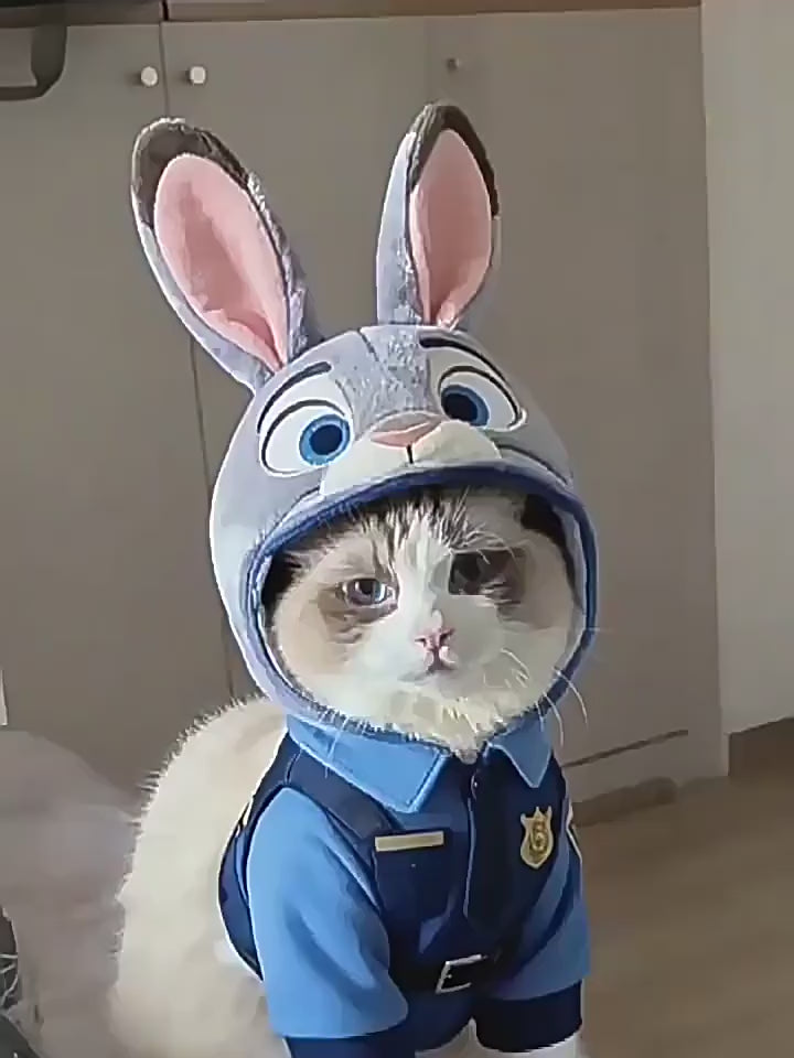 Cute Bunny Police Officer Pet Hat – Winter Headpiece for Dogs & Cats